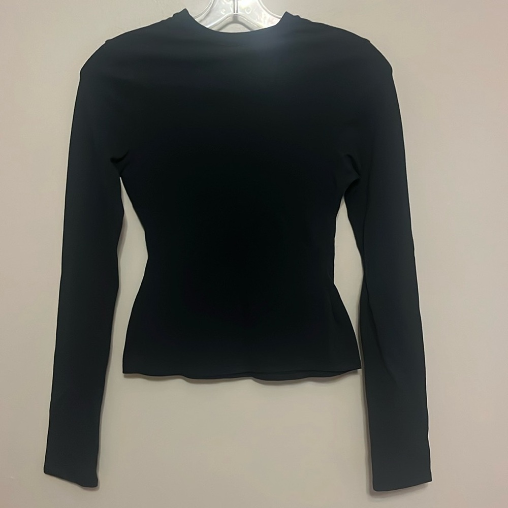 NWT SKIMS Cotton Jersey Long Sleeve Shirt tee top new black soot - Picture 5 of 6